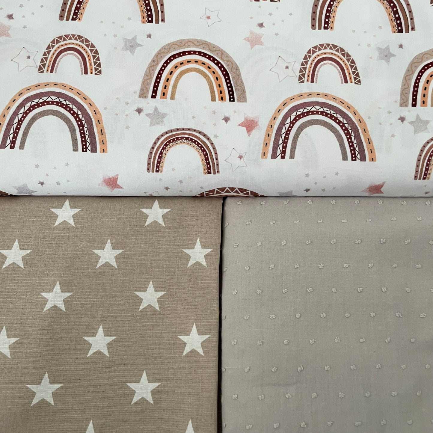 Krabbeldecke "Regenbogen Brauntöne beige“