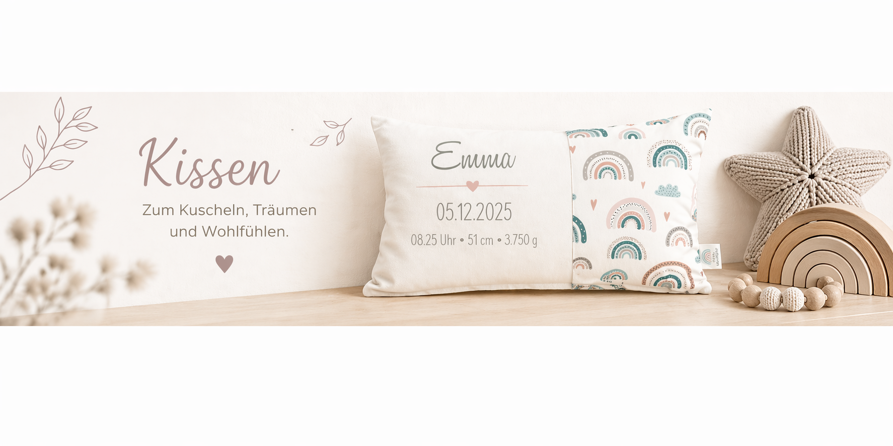 Kissen mit Geburtsdaten