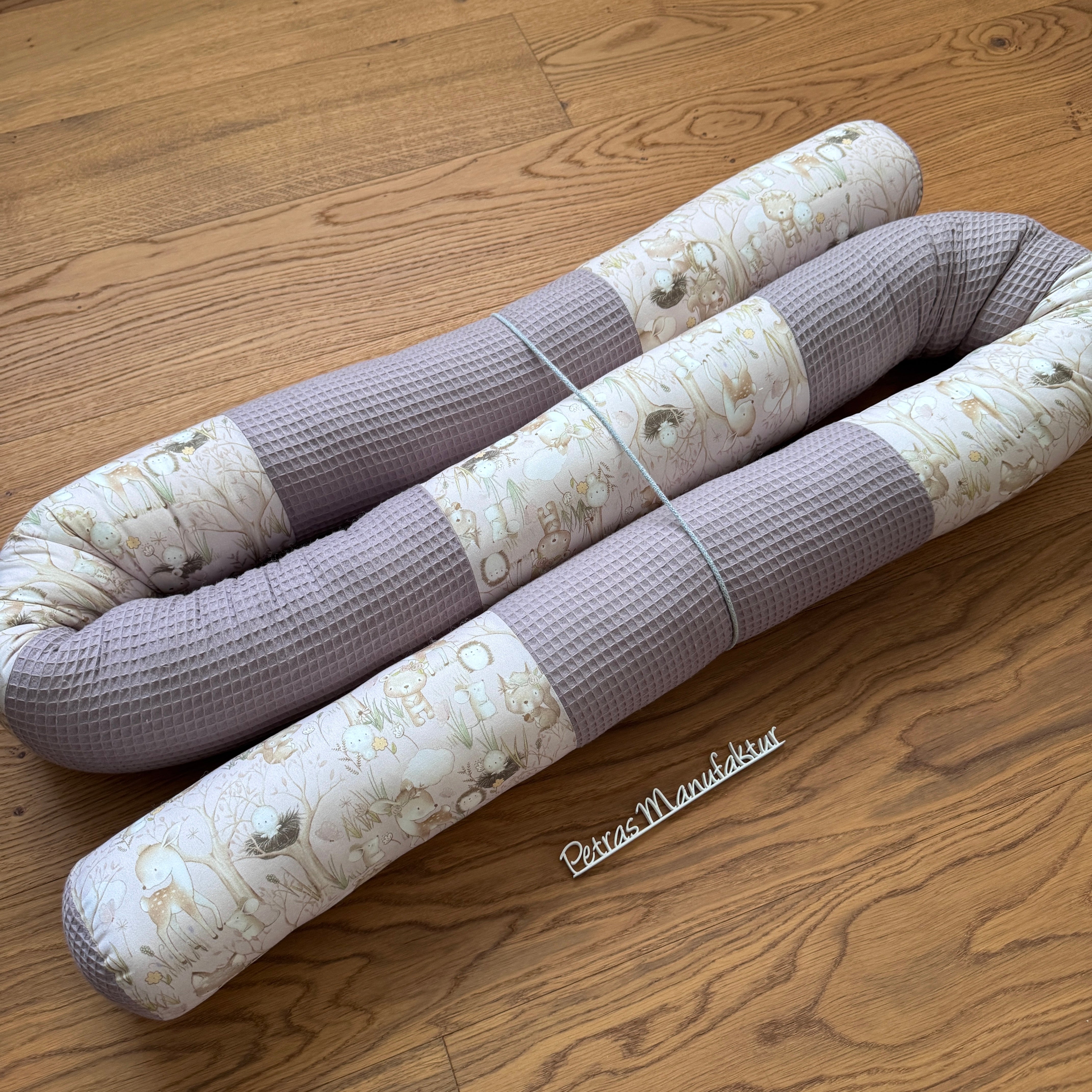 Bettschlange "Waldtiere rosa"