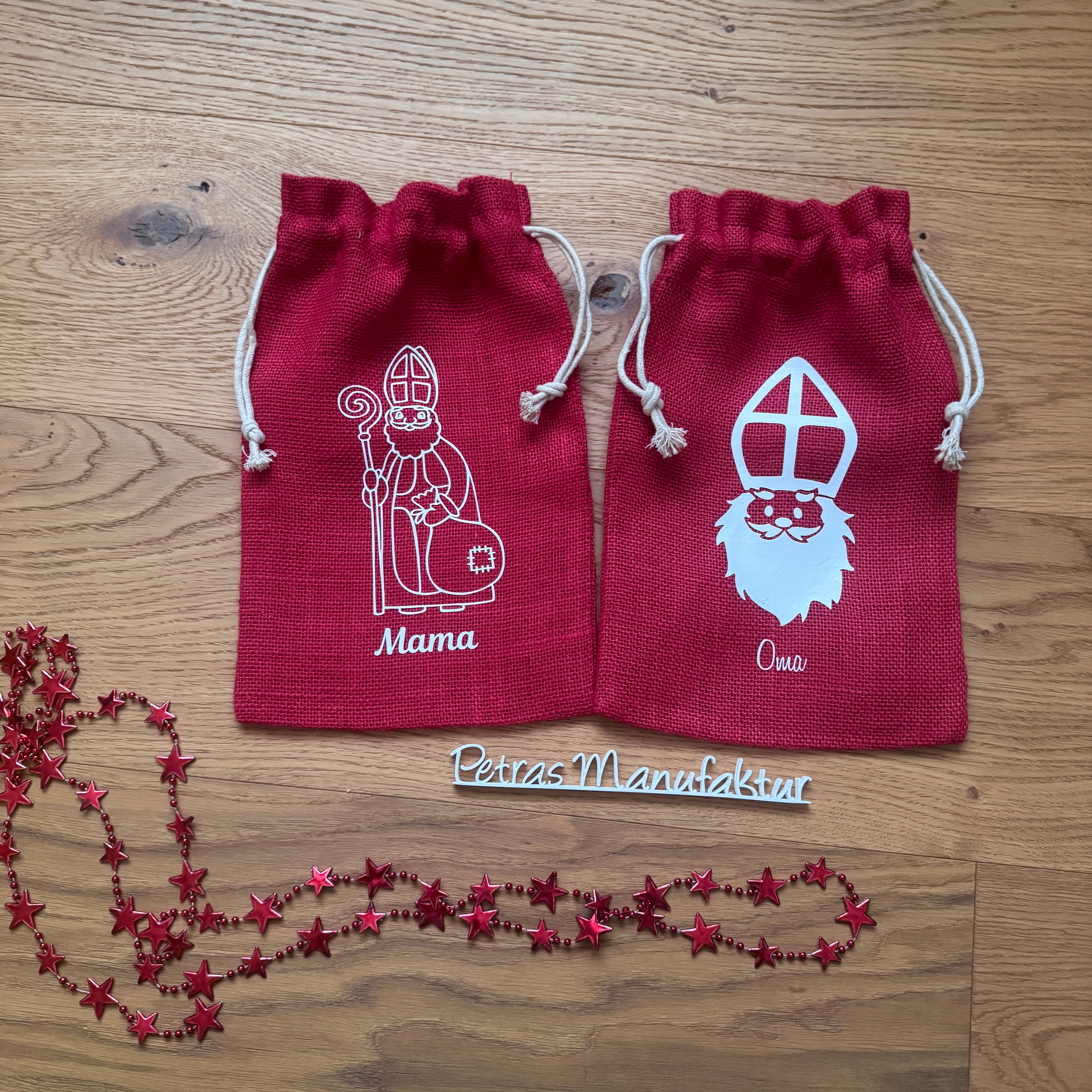 Nikolaussackerl Jute rot