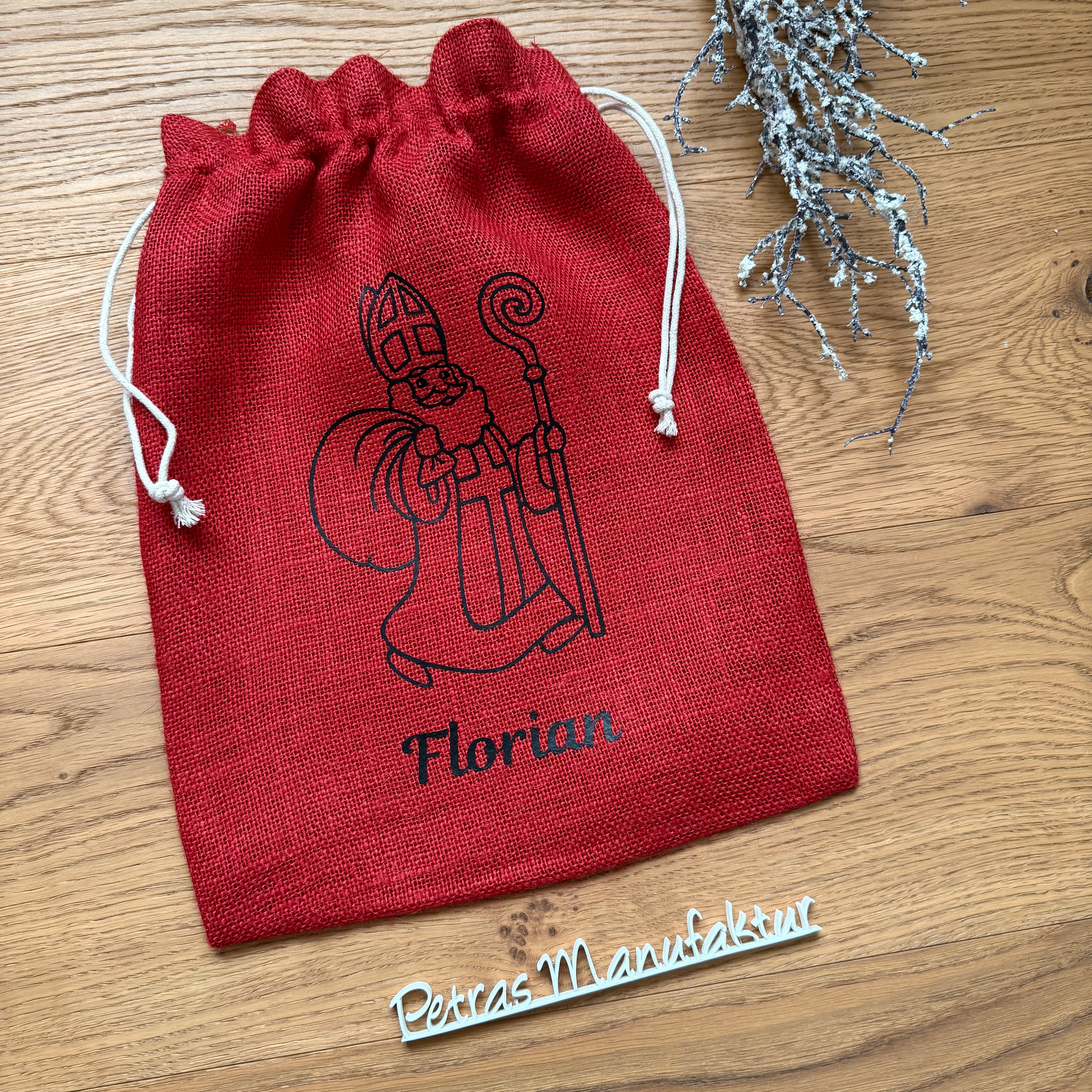 Nikolaussackerl Jute rot