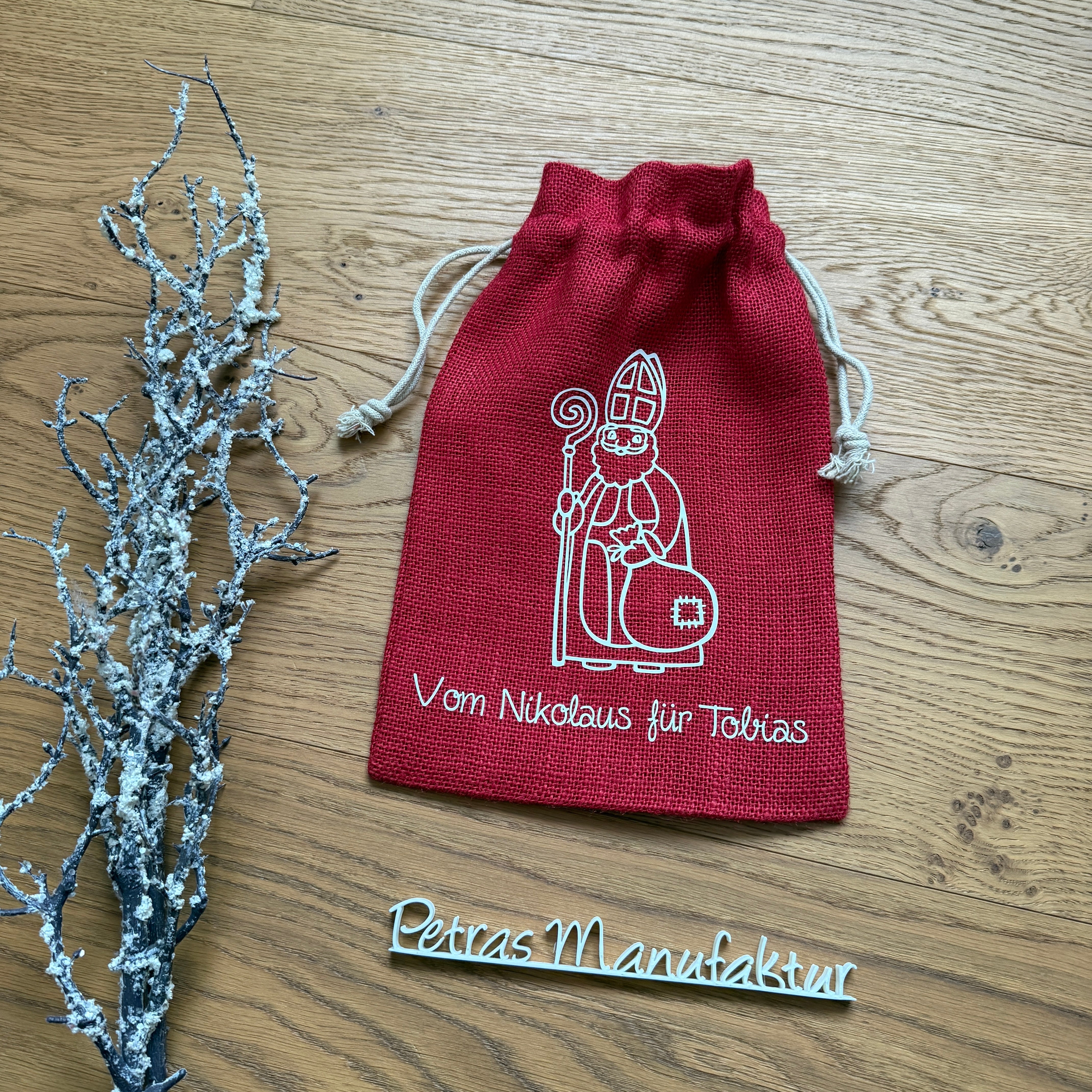 Nikolaussackerl Jute rot