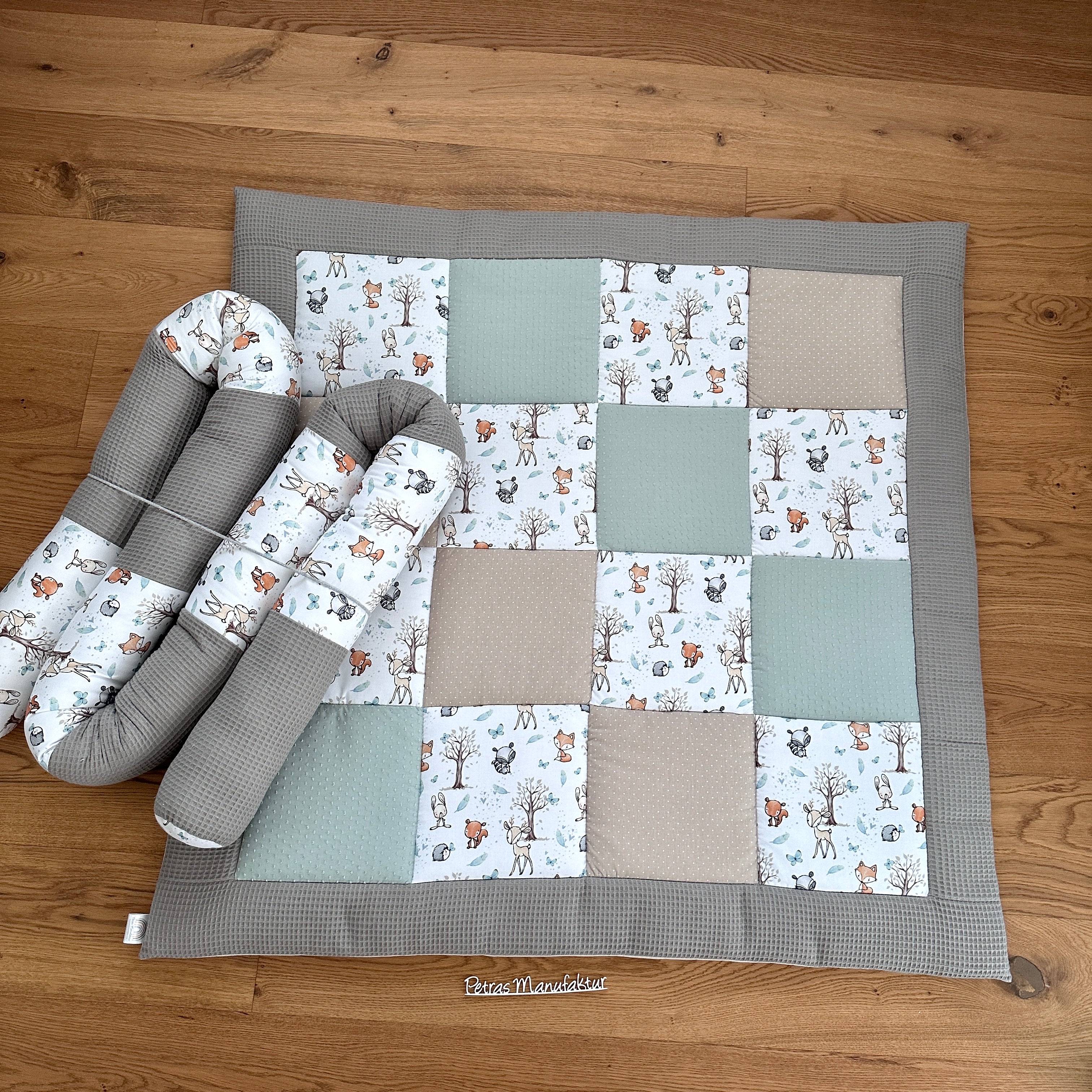 Krabbeldecke "Waldtiere mint“ Modell 3