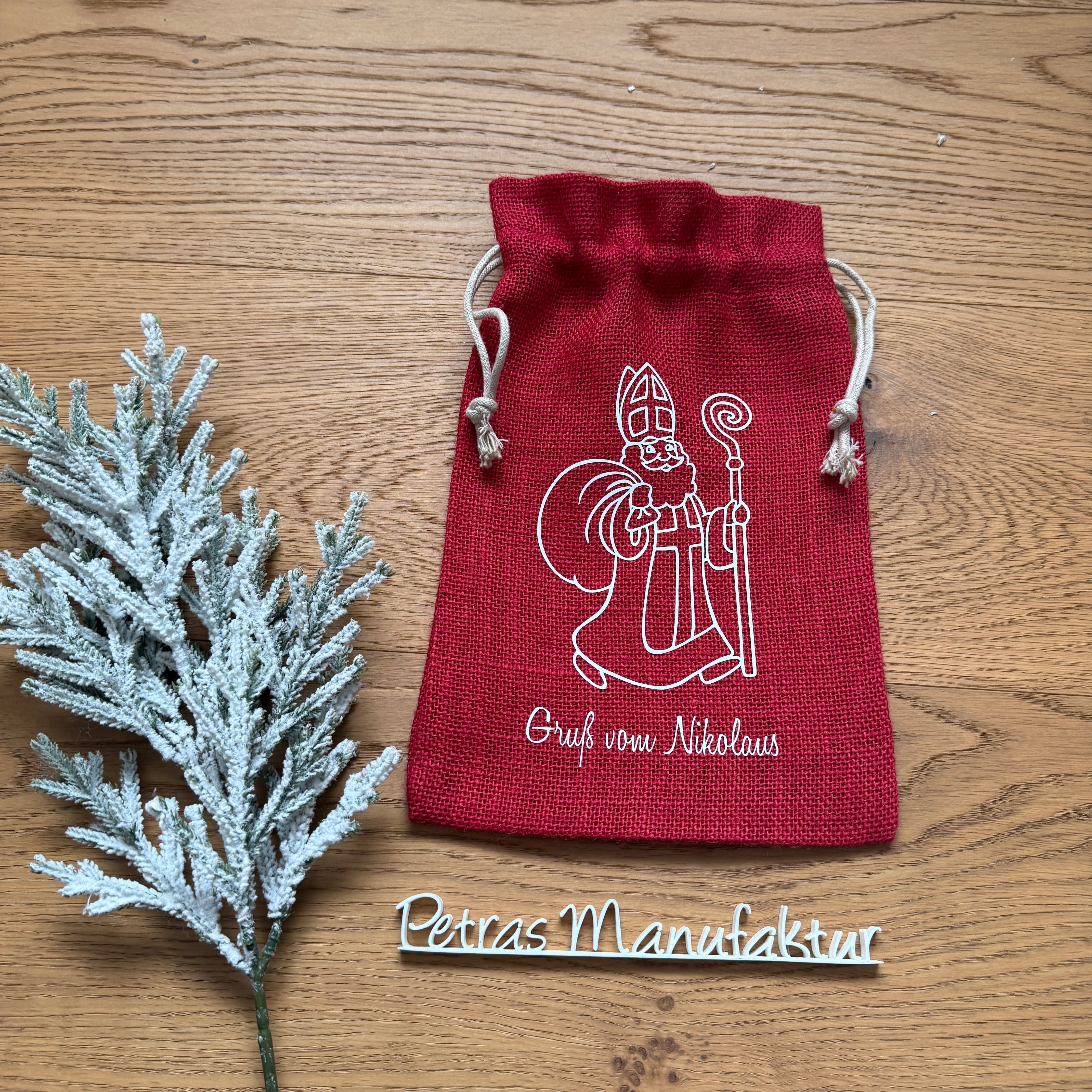 Nikolaussackerl Jute rot