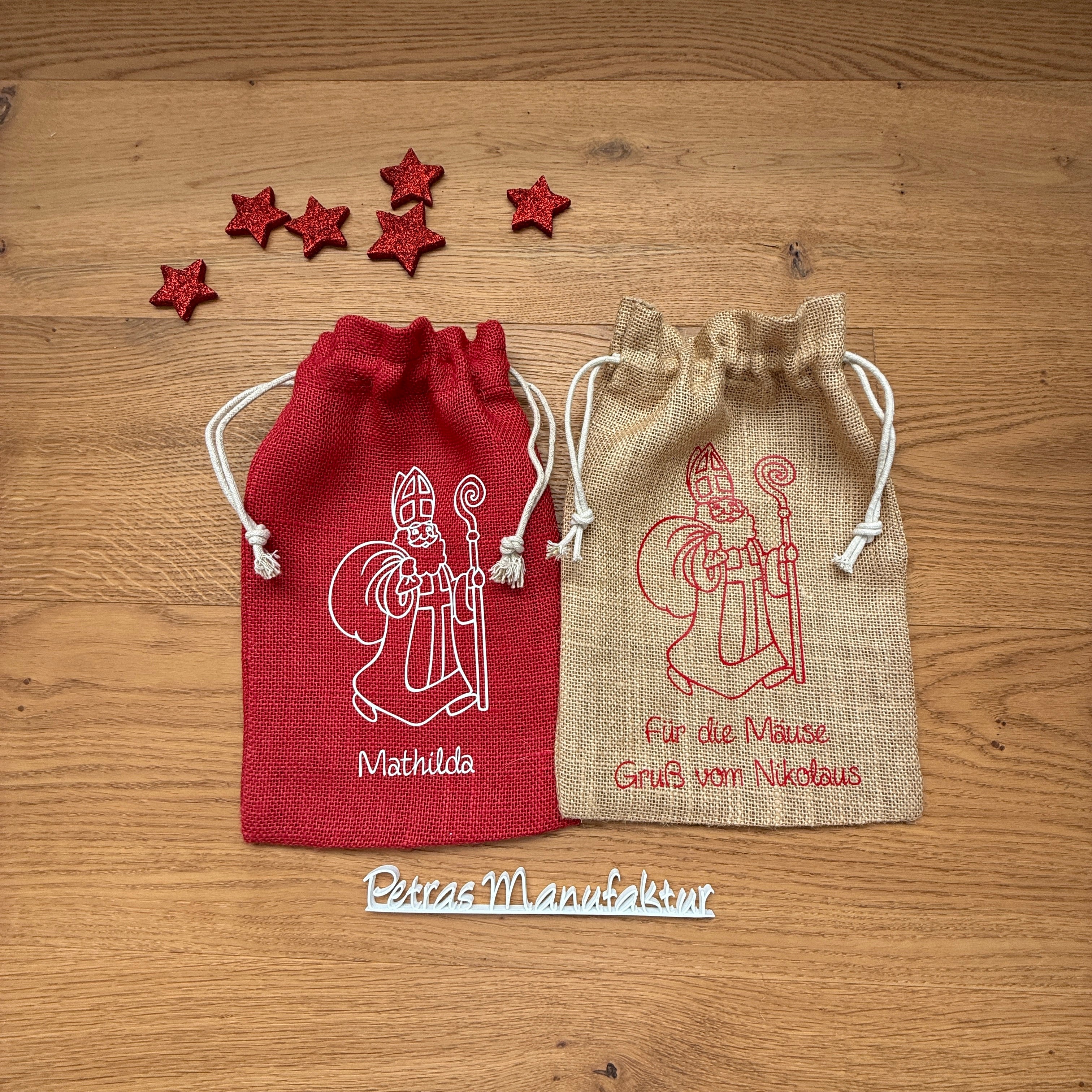 Nikolaussackerl Jute rot