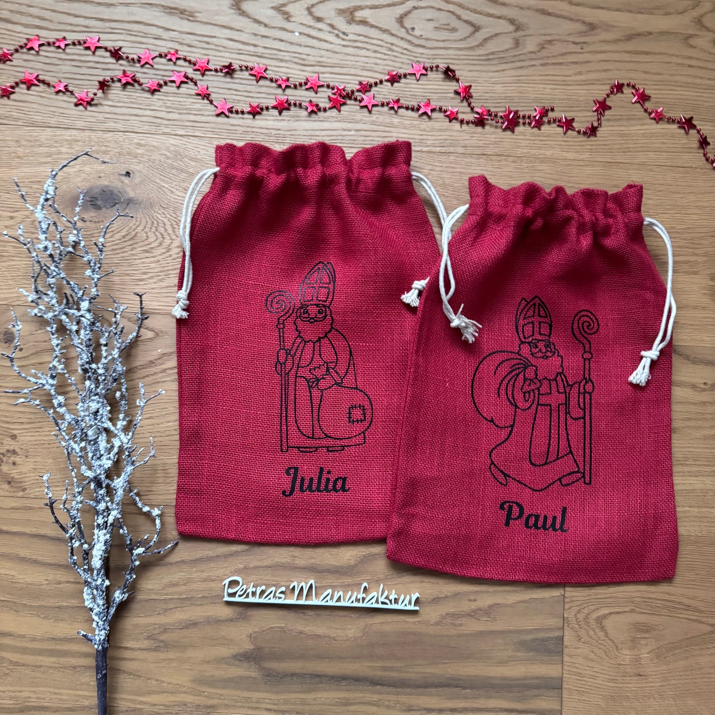 NEU: Nikolaussackerl Jute rot