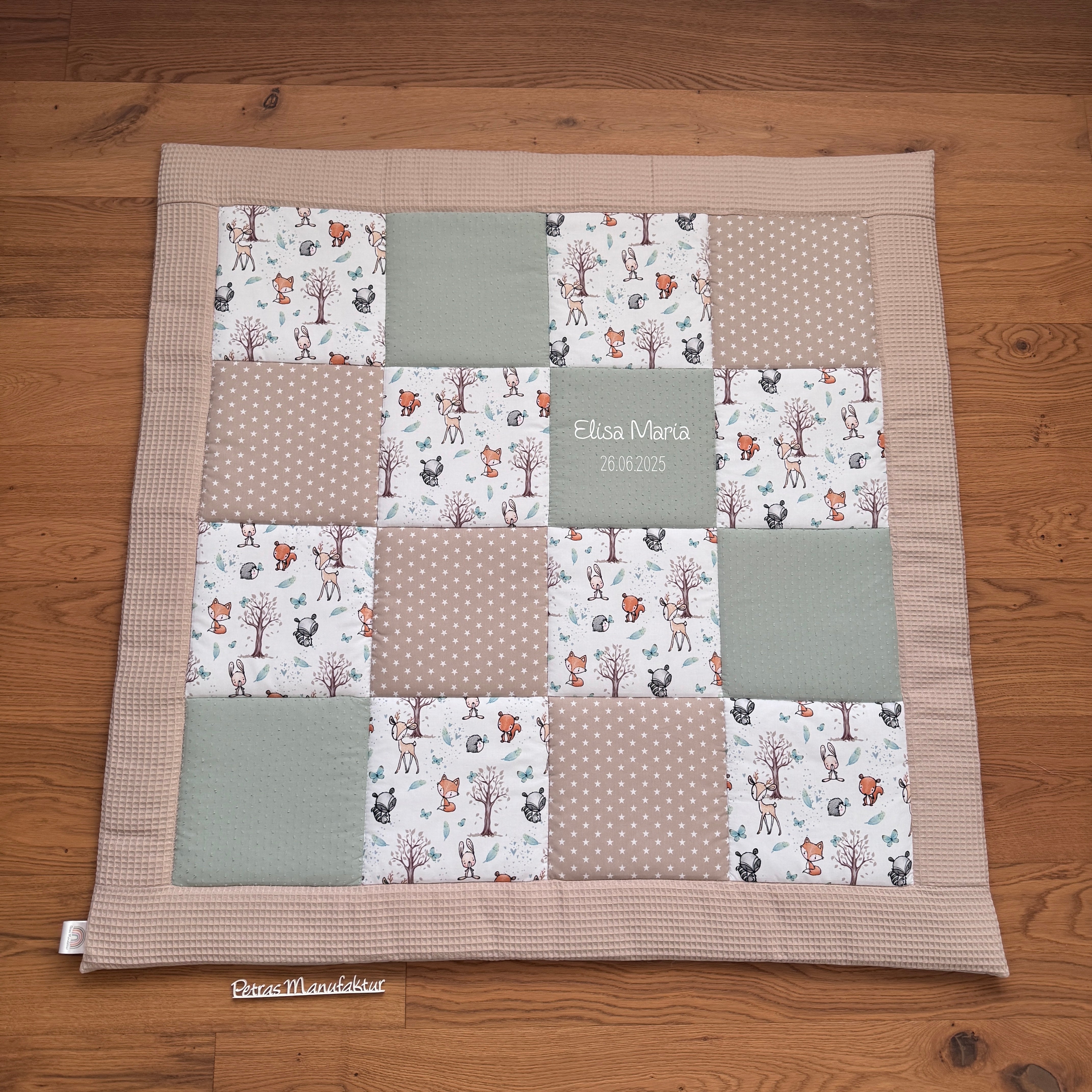 Krabbeldecke "Waldtiere mint“ Modell 1