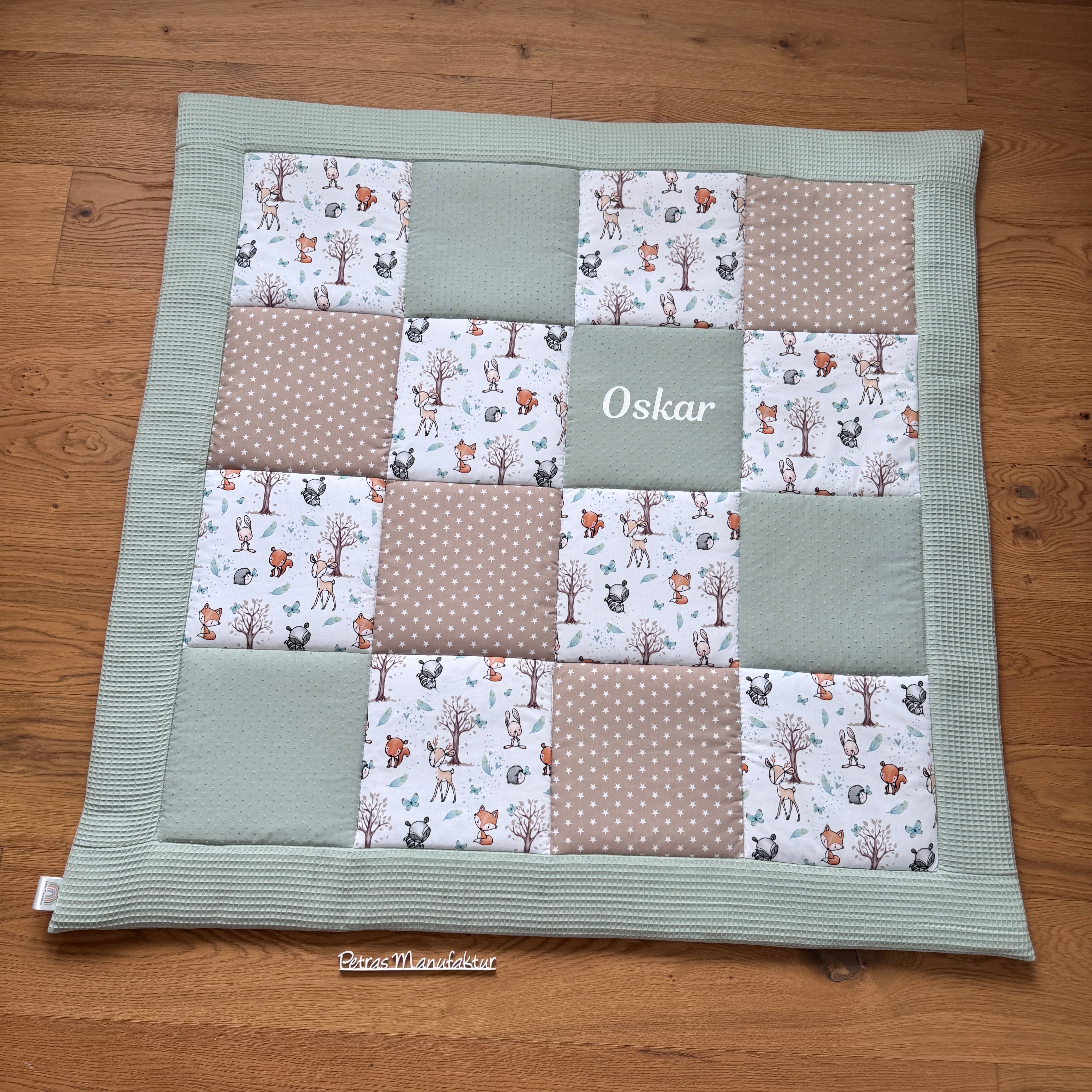 Krabbeldecke "Waldtiere mint“ Modell 1