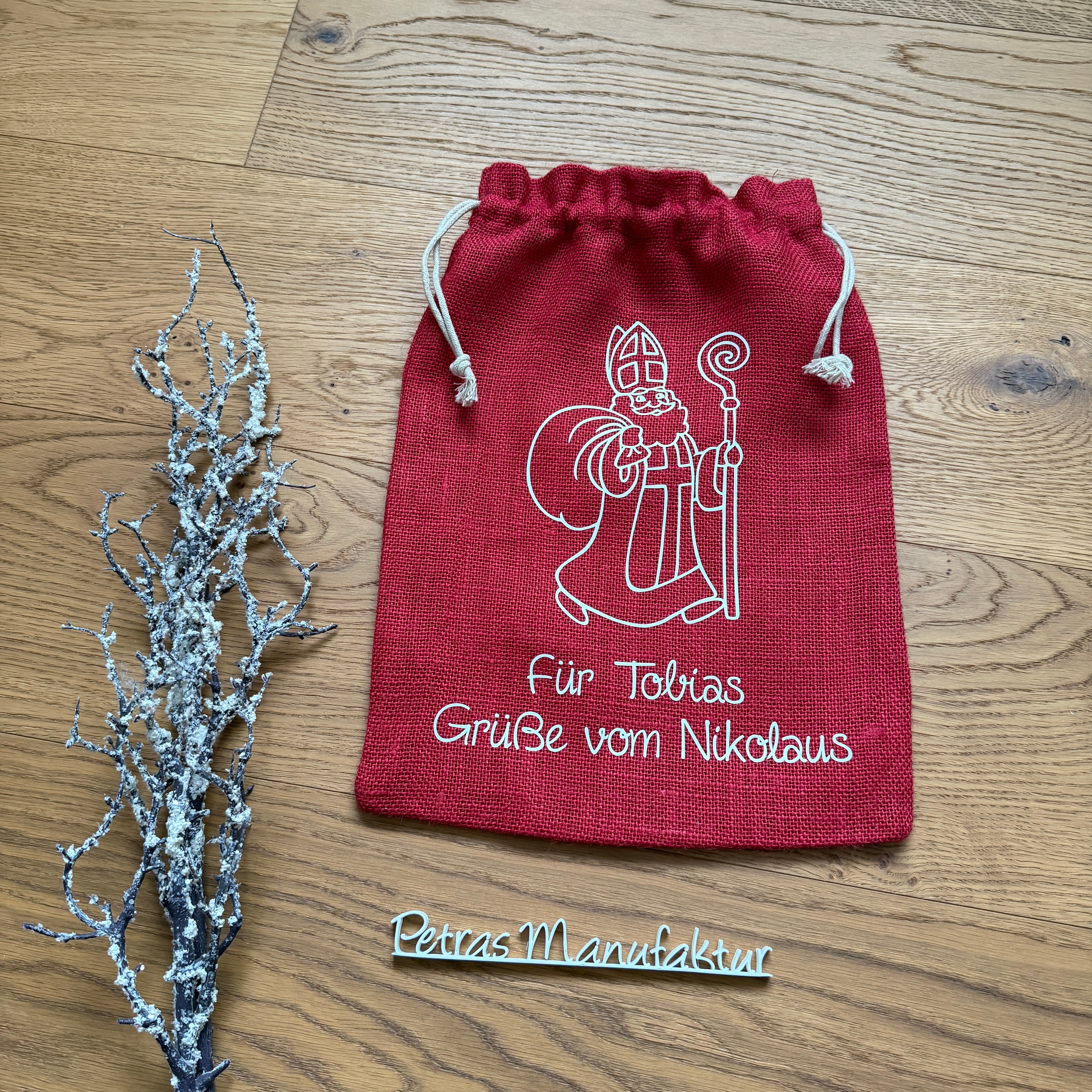 Nikolaussackerl Jute rot