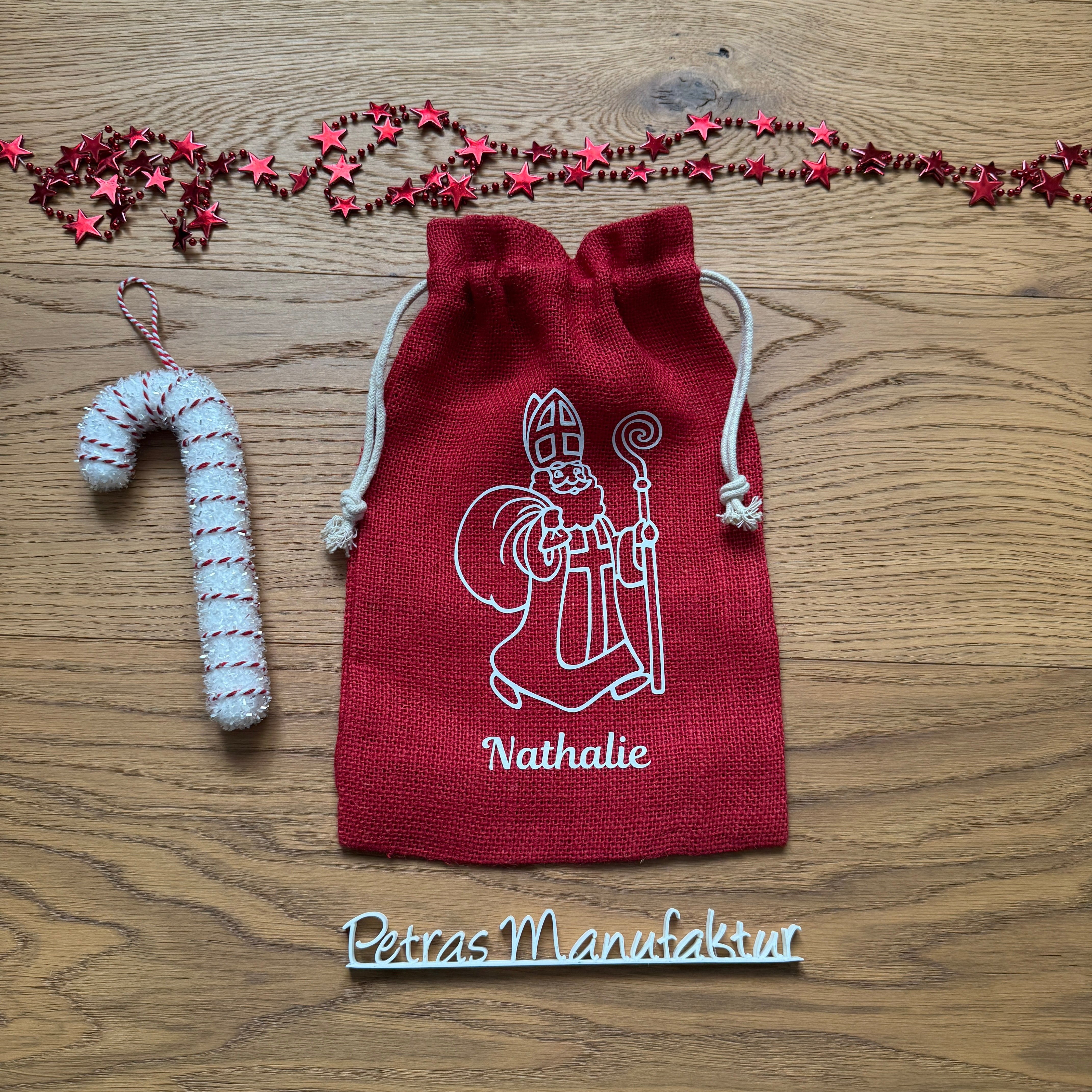 Nikolaussackerl Jute rot