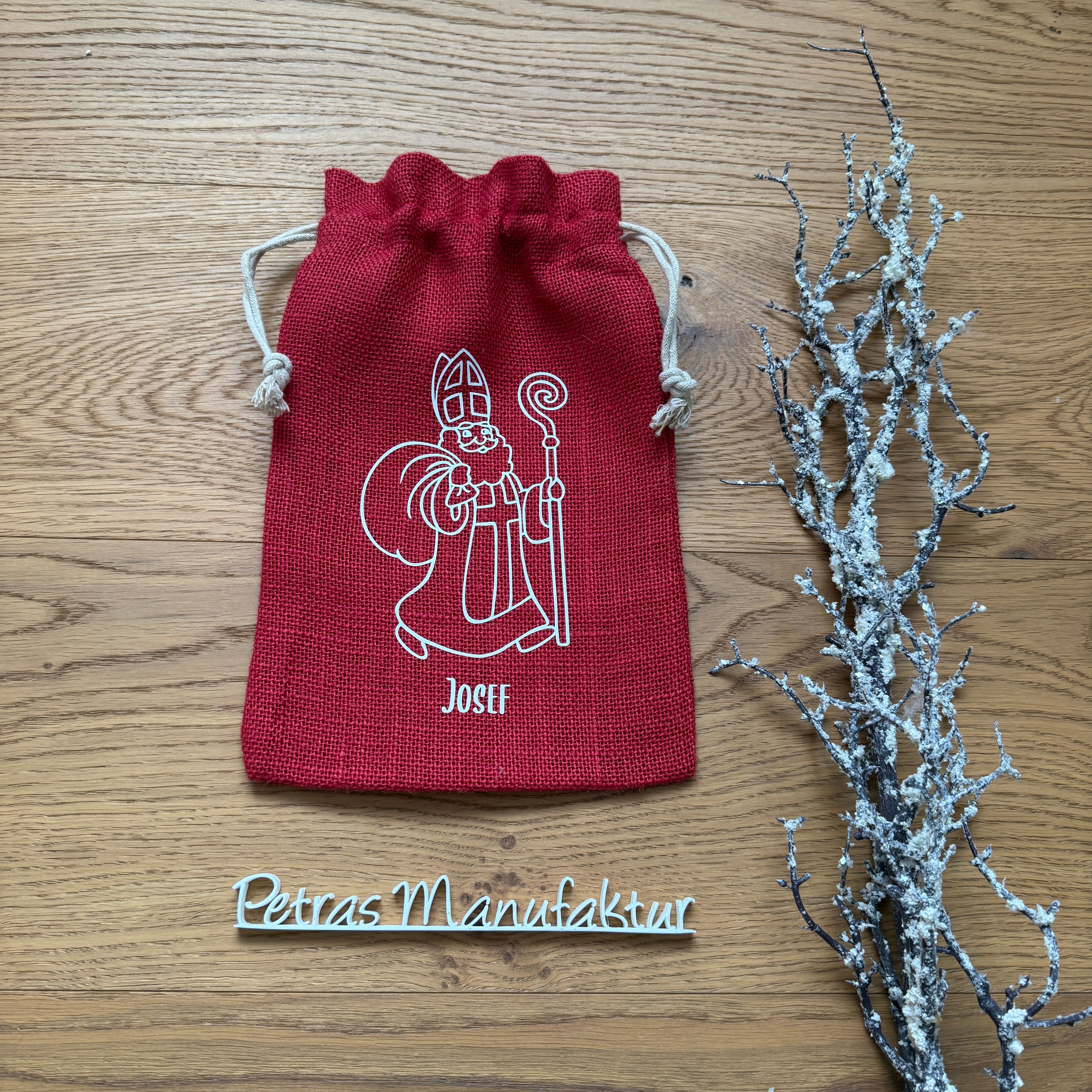 Nikolaussackerl Jute rot